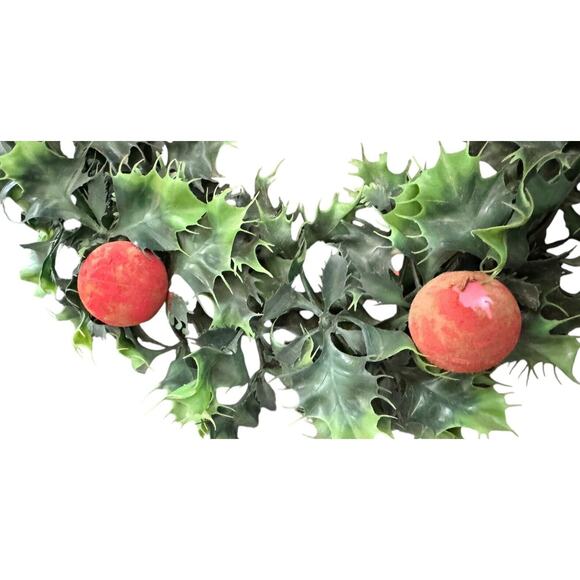 Plastic Christmas Fruit Wreath VTG Holly Holiday Door Decor Santa Mistletoe READ - Picture 2 of 7